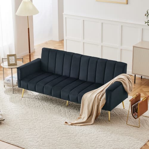 Vikbar sammetssoffa med Memory Foam – modern gästsäng för vardagsrum, platsbesparande (videoinstruktion) Dark Gray
