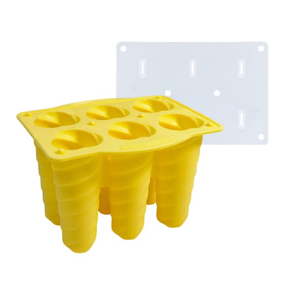 6 hullers is silikoneforme DIY isbakke isterningforme ispindeforme fødevaregodkendt materialeform håndlavede gadgets Yellow