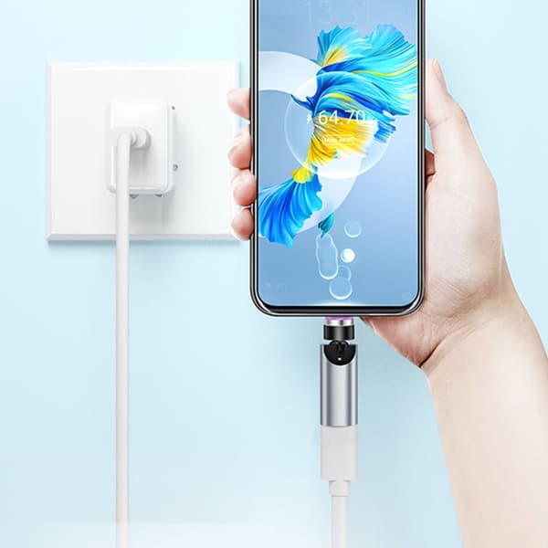 540° rotasjon magnetisk adapter USB-lader for flere enheter samtidig Silver