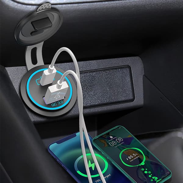USB Dobbelt Oplader Biludtag 12V-24V Strømadapter Vandtæt USB Strømudtag null - 4.8A