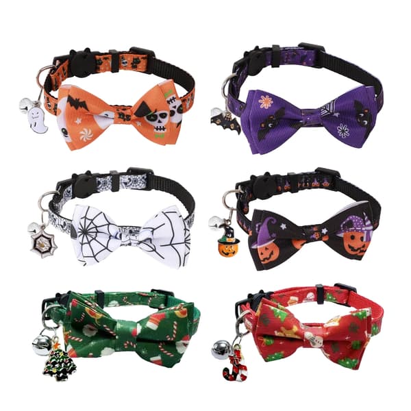 Blød polyester kattehalsbånd justerbar sikker pasform jul halloween festlig null - Cobweb Halloween col