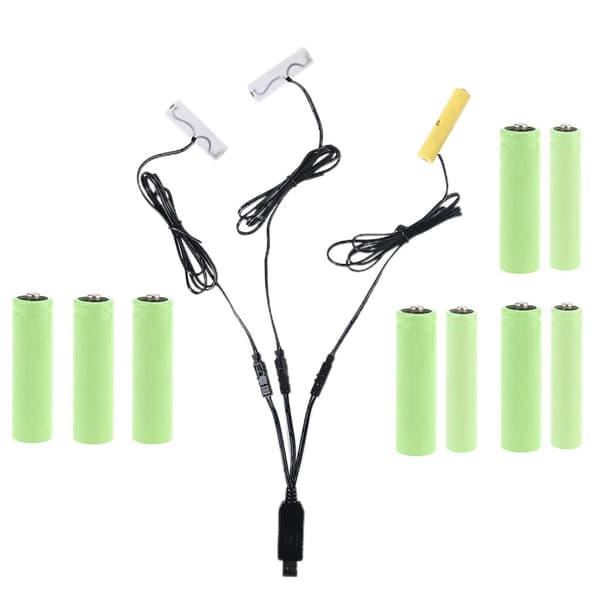 Universal 3-i-1 2AA + AAA batterieliminator USB-strømkabel erstatter 1-4 stk. AA AAA 1,5V batteri til kamera blitz
