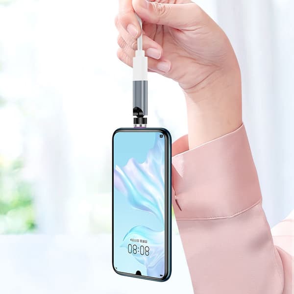 540° roterende magnetisk adapter USB-oplader til flere enheder samtidigt Grey