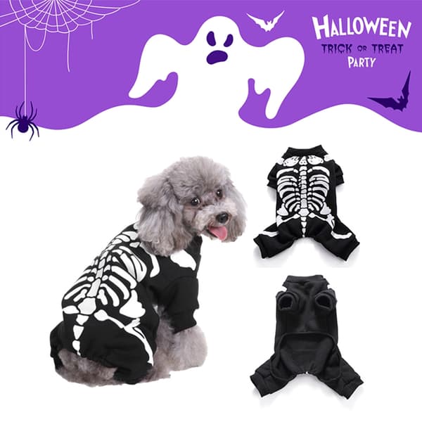 Dejlige hunde jumpsuit julehunde pullover med hattesæt til Halloween Cosplay null - SDZ15 Ghost set M