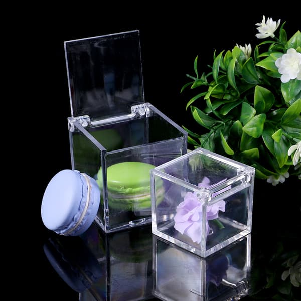 Transparent Kub Bröllopsgåva Godisask Plast Transparent Klar Presentaskar Transparent
