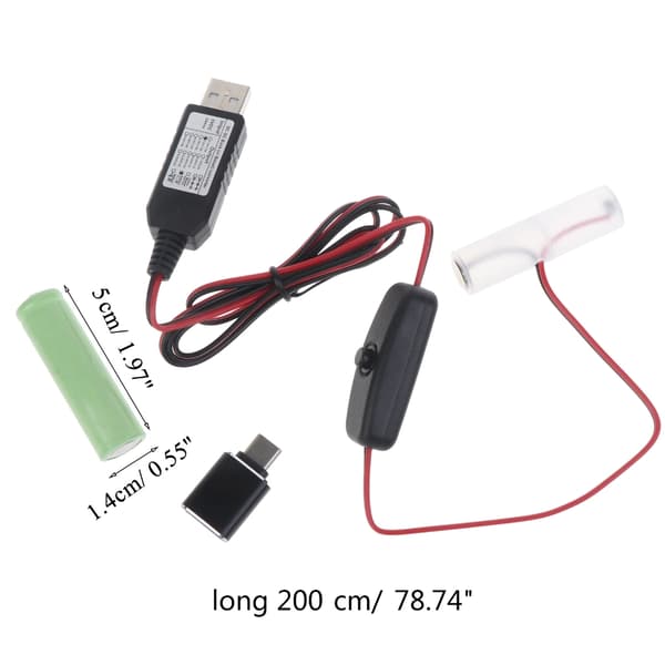 USB-strømkabel til AA-batteri, erstatter LR6 AA 3V-batteri, genanvendeligt batteri Type C model