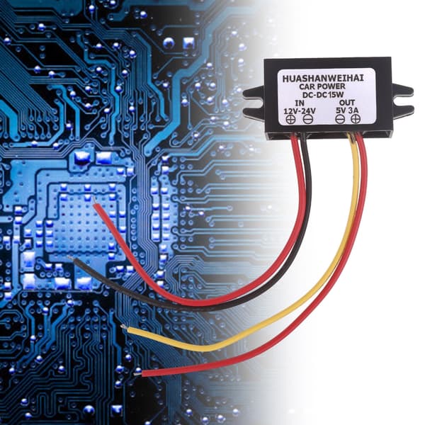 Spændingsregulator Strømkabelkonvertere 12-24V til 5V 3A/2A Spændingstrin-ned-adapterkabel til 5V LED-lysventilator 3A