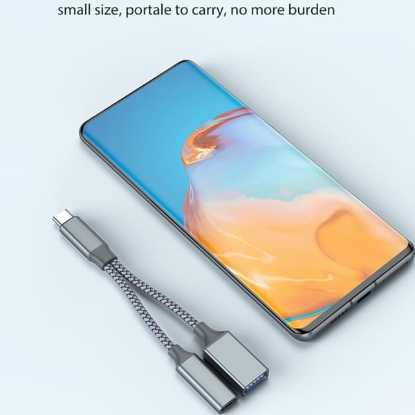 USB C OTG-adapter med hurtigopladning PD10W 2-i-1 USB C-splitter til bærbar computer Silver