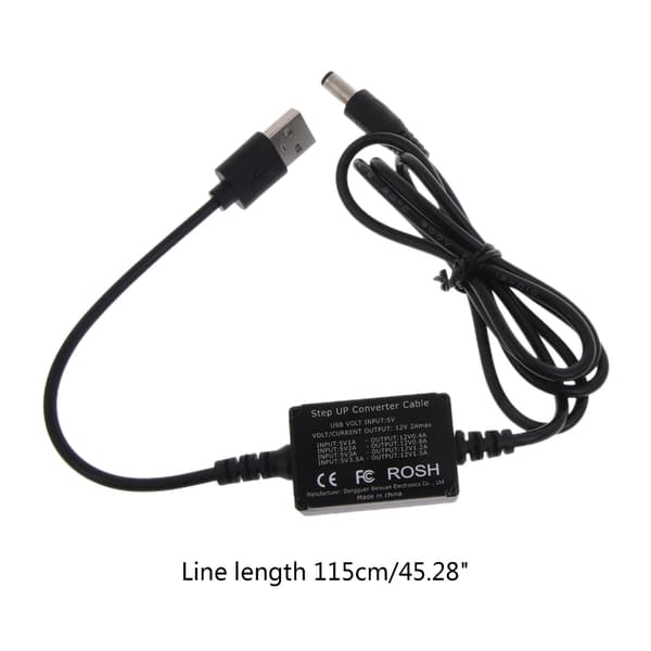 USB til DC5.5x2.1mm Strømregulator Opladningskabel Ledning Booster 5V til 12V Ledning