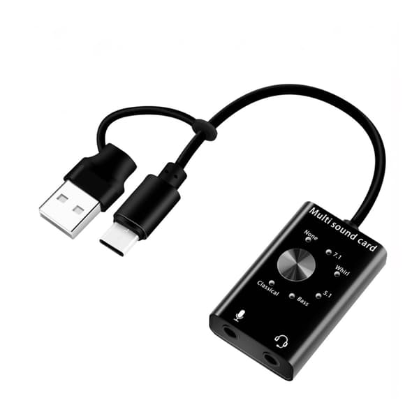 USB extern stereoljudadapter för 3,5 mm spelheadset hörlurar PC för Win
