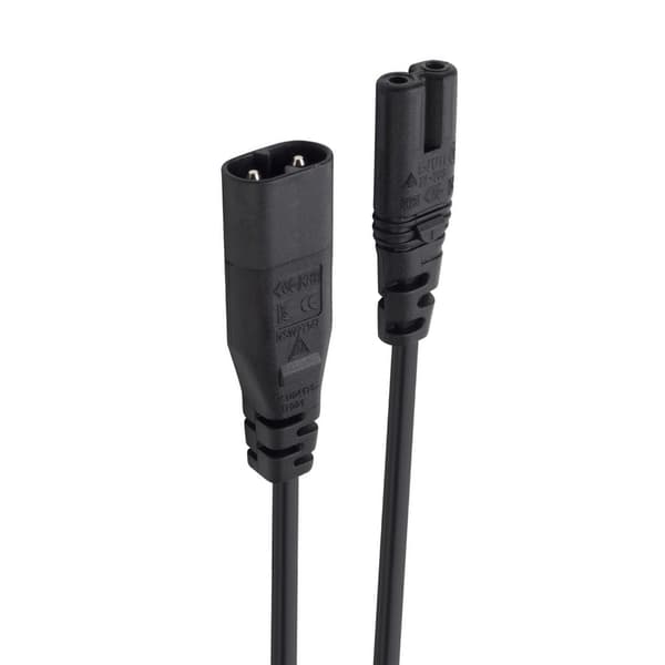 2-polet IEC320-C7 til C8 stikadapterkabel hanstik til hunstik