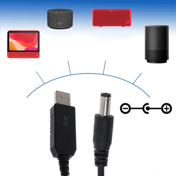 USB 5V till DC 9V 5.5mm 2.1mm Strömförstärkningskabel Steg UP Modul USB Strömadapter