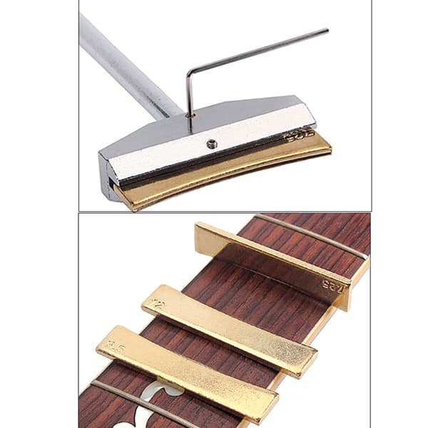 Gitarr Bas Bandpress Caul & Mässing Radie Bandinsatser Greppbräda Pressverktyg Silver