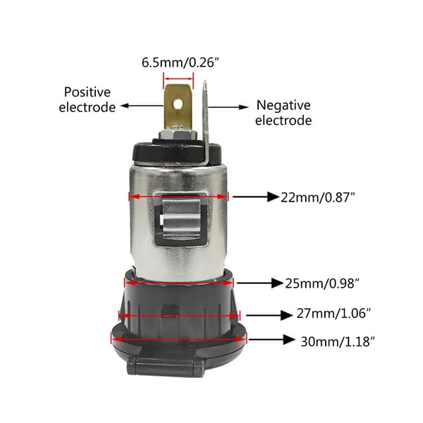 Erstatning 12V-24V Lighter Strømuttak Sigarettenneruttak null - A