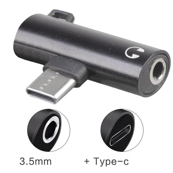 2-i-1 USB C til 3,5 mm hovedtelefonadapter Bærbar Type C til hovedtelefonopladerstik Pink