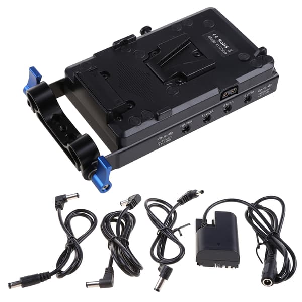 V Mount Batteripladeadapter 15 mm Stangmontering V Lås Plade til m/LP-E6 Dummy Batteri