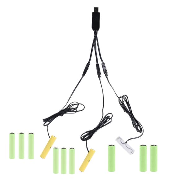 3-i-1 AA Dummy Batterieliminator USB Strömkabel Ersätter 2AAA+AA 1.5V Batteri