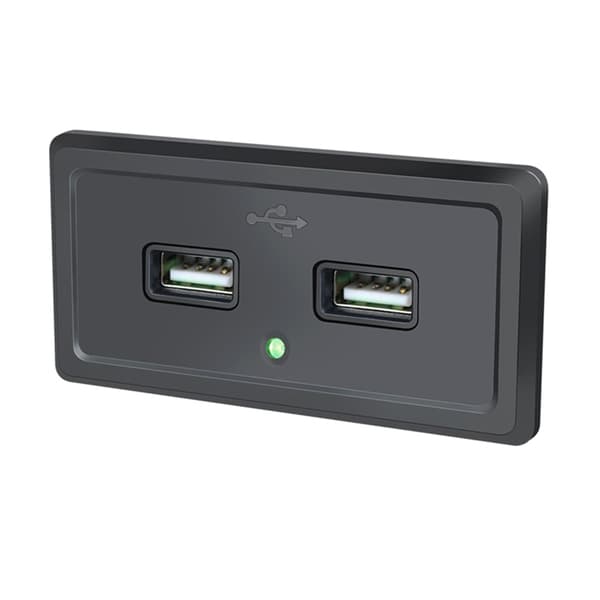 Dobbel USB 12V Panel Billaderuttak 3.1A 12V/24V USB Laderuttak Panel Strømadapter for Bobiler, Campingvogner, Båter Green light