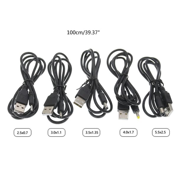 USB hann til 2,5 mm 3,0 mm 3,5 mm 5,5 mm DC-fat strømkabel, DC5V strøm 5.5x2.5mm