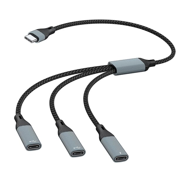 Type C Splitterkabel med 60W opladning og 480Mbps dataoverførsel til telefoner, tablets, laptops og mere