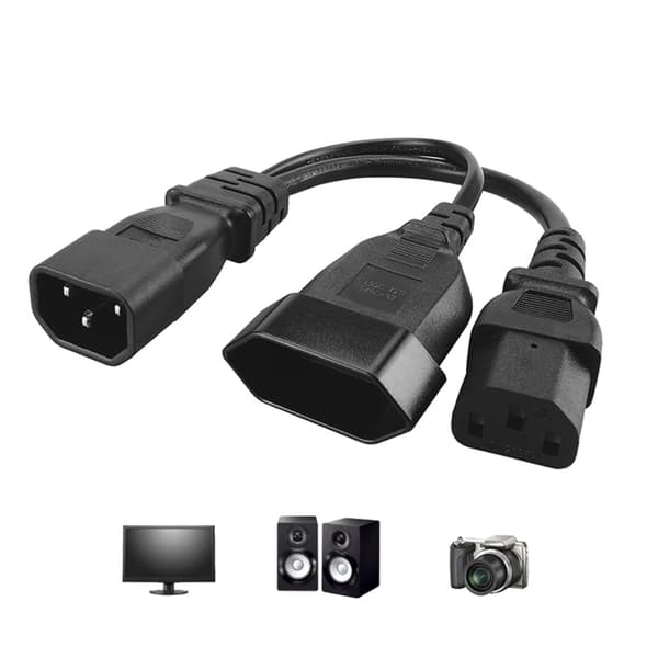 30 cm IEC320-C14 hanstik til IEC320 C13+EU4.0mm hunadapterkabel strømkabel