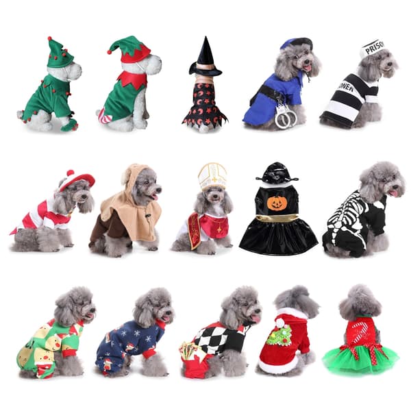 Dejlige hunde jumpsuit julehunde pullover med hattesæt til Halloween Cosplay null - SDZ15 Ghost set M