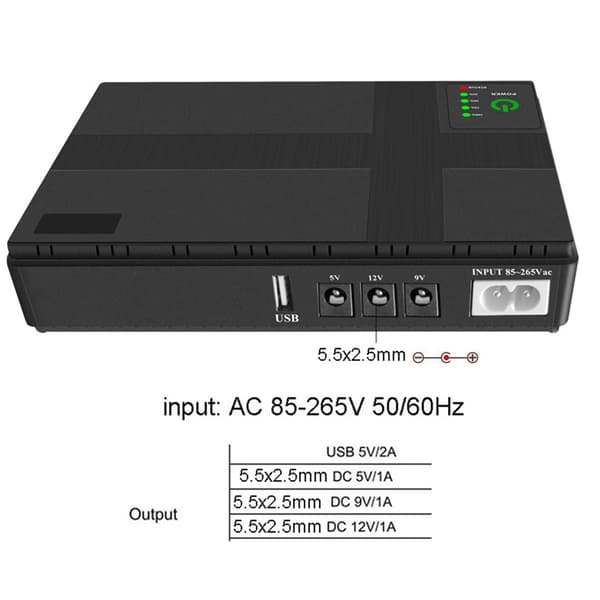 8800mAh Mini UPS Batteribackup för WIFI-router LED-ljuslist Säkerhetskamera White