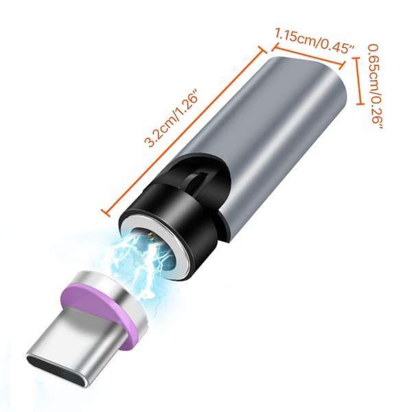 540° roterende magnetisk adapter USB-oplader til flere enheder samtidigt Silver