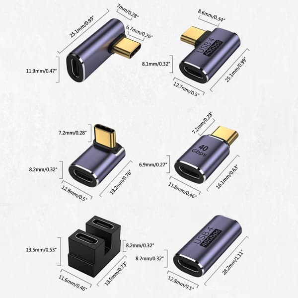 USB C-forlengeradapter dataoverføring for USB-C-enheter gullbeleggprosess CM to CF 3D bend