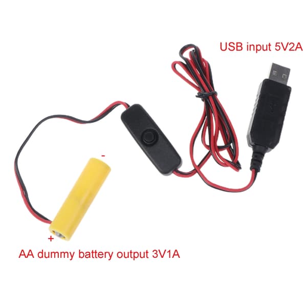 3V AA batterieliminator, USB-strömförsörjning till 2st 1,5V batterier Eliminera kabel