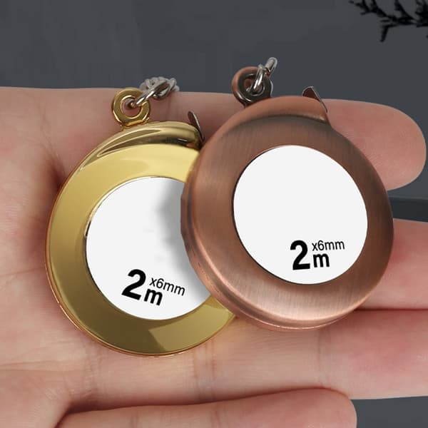 Bärbart Nyckelrings Måttband Litet Måttband Infällbart Måttband Silver