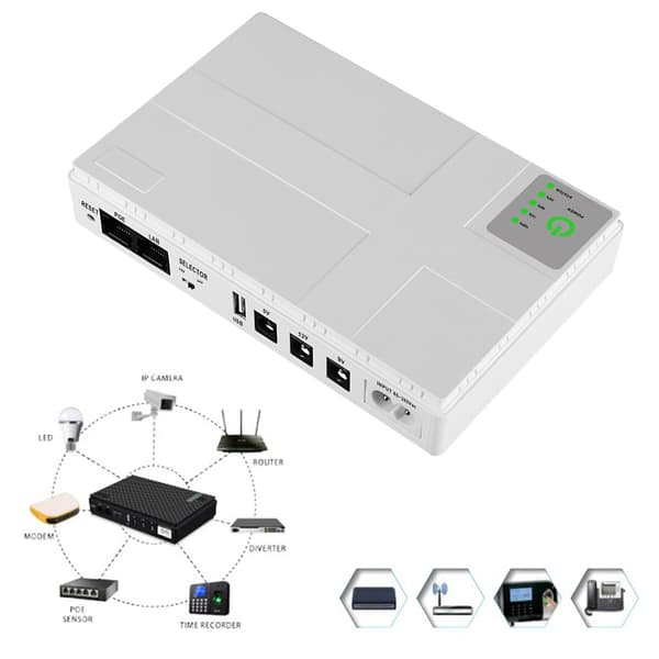UPS 5V 9V 12V 1A Batteribackup Backupbatteri Uavbrutt strømforsyning EU