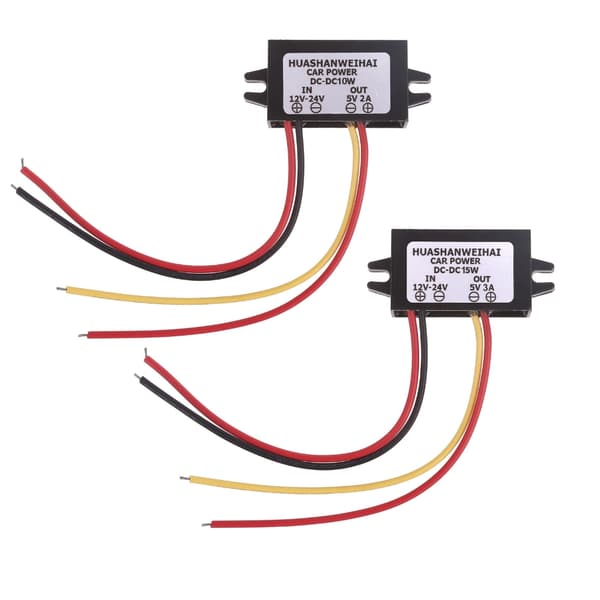 Spændingsregulator Strømkabelkonvertere 12-24V til 5V 3A/2A Spændingstrin-ned-adapterkabel til 5V LED-lysventilator 2A