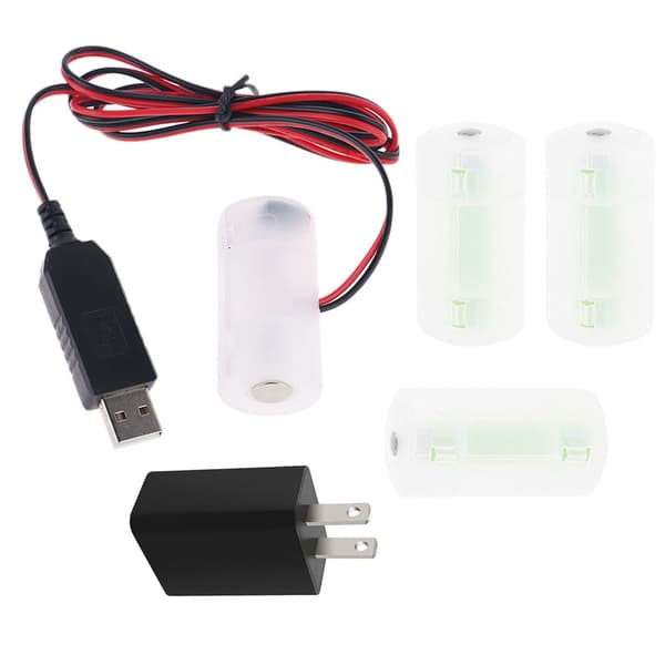 LR14 C Batterieliminator USB-strømforsyningskabel C Batteri US-plugg