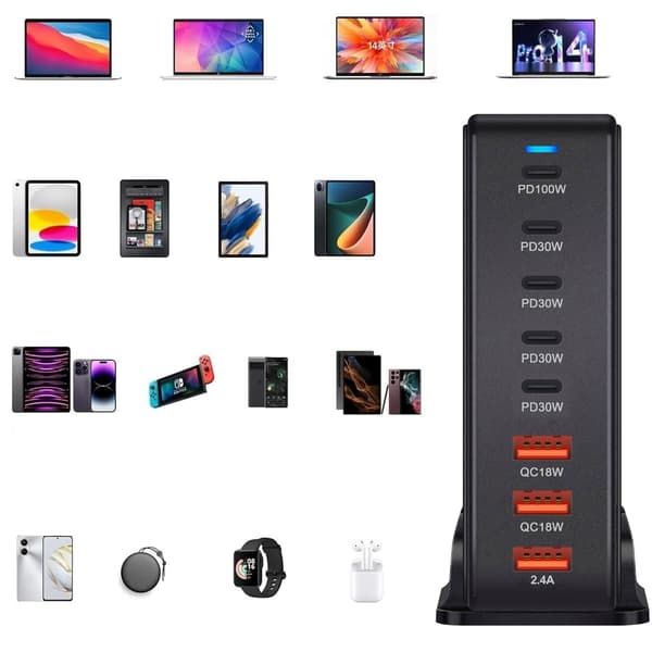USB-ladere hurtiglading 268W USB TypeC-ladere PD QC3.0 mobiltelefonadaptere Black US