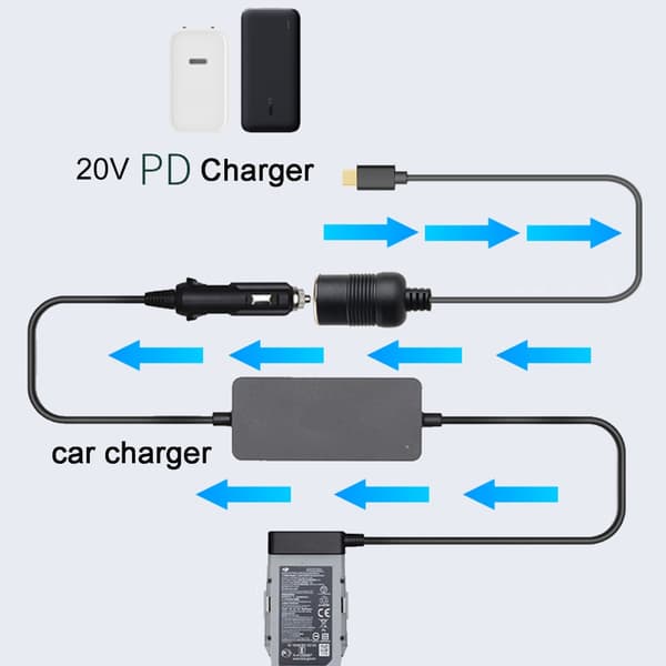 65W Type C Han til 20V Bil Cigarettænder Stik Hun Step Up Konverter 25cm