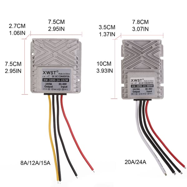 Strømforsyningsløsning Step Down Buck Modul 30V-90V til 24V Strømkonverter IP67 Vandtæt til LED-strips 8A