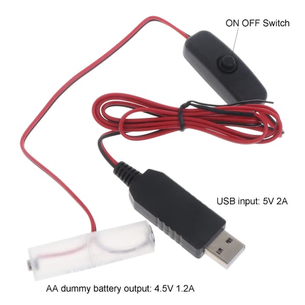 USB Type C - AM3/LR6/AA-valepariston virtajohto kytkimellä radio-LEDille   Type C Model