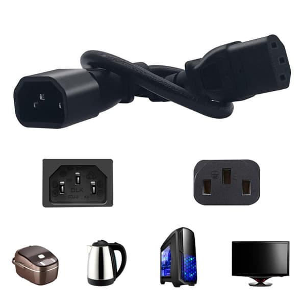 IEC 320 C14 til C13 adapterkabel, 250V han til hun strømomformere