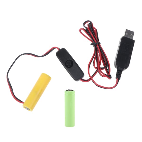 3V AA batterieliminator, USB-strømforsyning til 2 stk 1,5V batterier elimineringskabel
