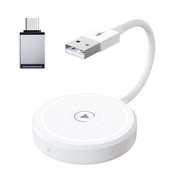 Bærbar trådløs adapter Plug & Plays Carplays-omformer i plast Round