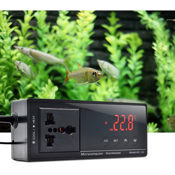 Digital temperaturregulator akvarievärmare 10A AC-112 med vattentät sensor EU