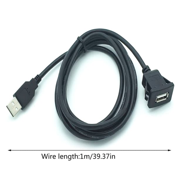 1M Bilinstrumentbræt USB 2.0 Han Til Hun Stik Panel Forlængerkabel Enkelt Port