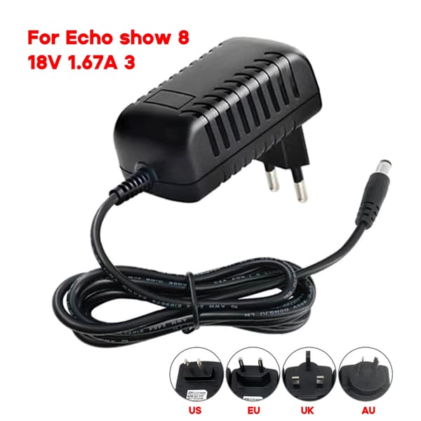 Original for Echo show 8plus 3rd 2nd 18V 15V 30W strømforsyning AC høyttalerlader EU 18V
