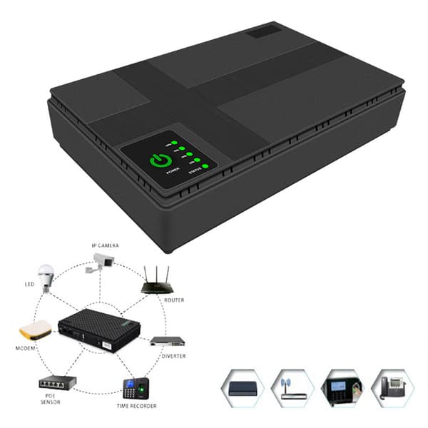 8800mAh Mini UPS Batteribackup för WIFI-router LED-ljuslist Säkerhetskamera White