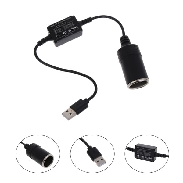 USB til 12V DC-adapter - USB A han til 12V bilcigarettænderstik hun strømkonverter til bil-GPS, bil-DVR