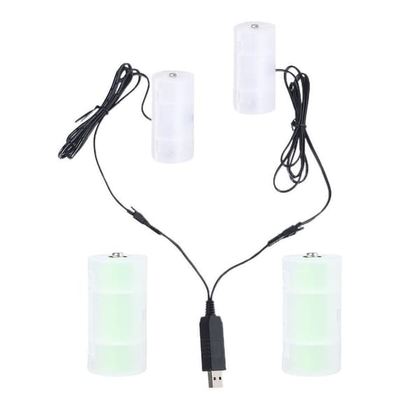 110 cm 2-i-1 USB-strømkabel til 1,5V 3V 4,5V 6V C-celle dummybatteri