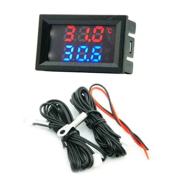 4-28V Dobbelt Display Digital Termometer Spændingsmåler Temperatursensor Test