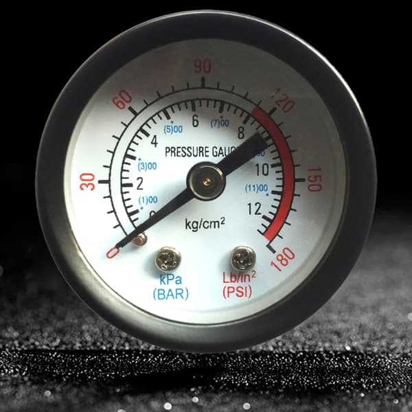 Vandtryksmåler til vandret montering, lufttryksmåler 0-180PSI 0-12Bar 4,2 cm