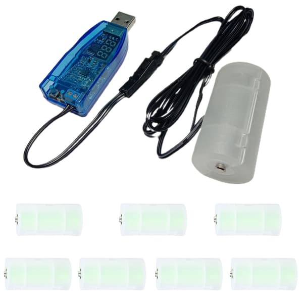 1m USB til C LR14 Batterieliminator 1V-24V til LED-lys Radio Ur Legetøjsventilator